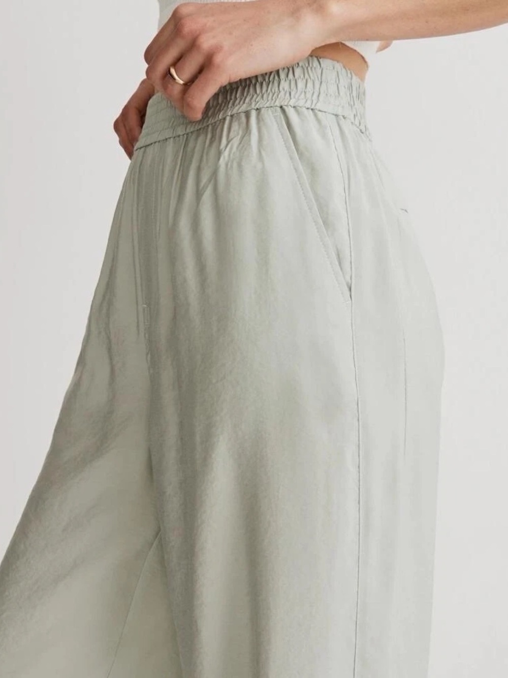 Madewell Light Sage Elastic-Waist Wide-Leg Skirt